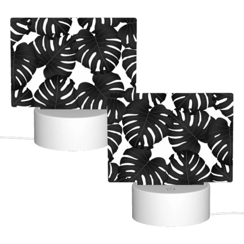 Rectangular Acrylic Night Light, A black and white photo of a bunch of leaves. Rectangular Acrylic Night Light, A Black And White Photo Of A Bunch Of Leaves. -Pattern Night Light f8f1d69bd9557c42a1871a5ddbb1a70bfd8f3019