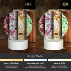 Round Acrylic Night Light, Three Colorful Designs Are Displayed On A Wall. 4 Round Acrylic Night Light, Three Colorful Designs Are Displayed On A Wall. -Pattern Night Light f93168ab3f1a0a23d7c7234143ca84423af2aad2