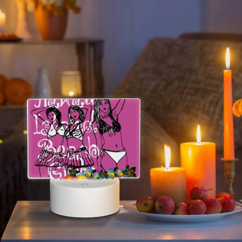 Rectangular Acrylic Night Light, Three women in bikinis are standing on a pink background. Rectangular Acrylic Night Light, Three Women In Bikinis Are Standing On A Pink Background. -Pattern Night Light f974f27f71cfd2252b1a1c95cb73ae23c44a2622