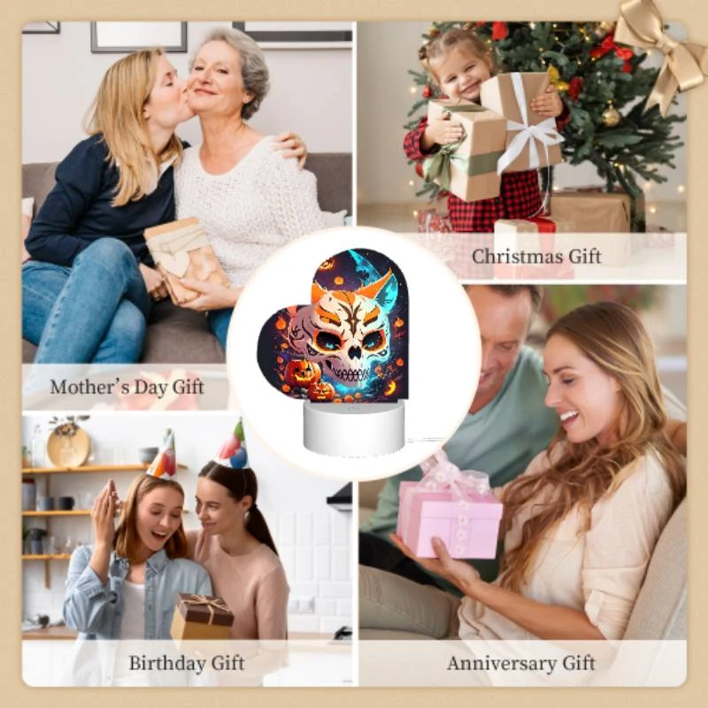 Love Acrylic Night Light, A skull with a pumpkin face and a cat face. Love Acrylic Night Light, A Skull With A Pumpkin Face And A Cat Face. -Pattern Night Light f992599b996f3b7d65d61b9f2448894613733c0a