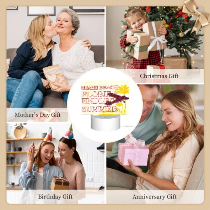 Rectangular Acrylic Night Light, A plane is flying over a beach with the words "Miami Beach Florida" written on it. Rectangular Acrylic Night Light, A Plane Is Flying Over A Beach With The Words "Miami Beach Florida" Written On It. -Pattern Night Light faae9c7179d6c1e3fd5016e0397234071f411b92