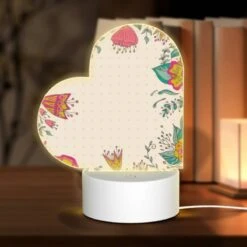 Love Acrylic Night Light, A Colorful Floral Pattern Is Displayed On A White Background.