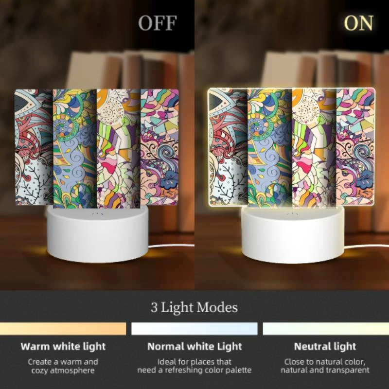 Rectangular Acrylic Night Light, Four different colored paintings of flowers. Rectangular Acrylic Night Light, Four Different Colored Paintings Of Flowers. -Pattern Night Light fb52f913e9f6b391e7cf5749e1fc780b6ec71084