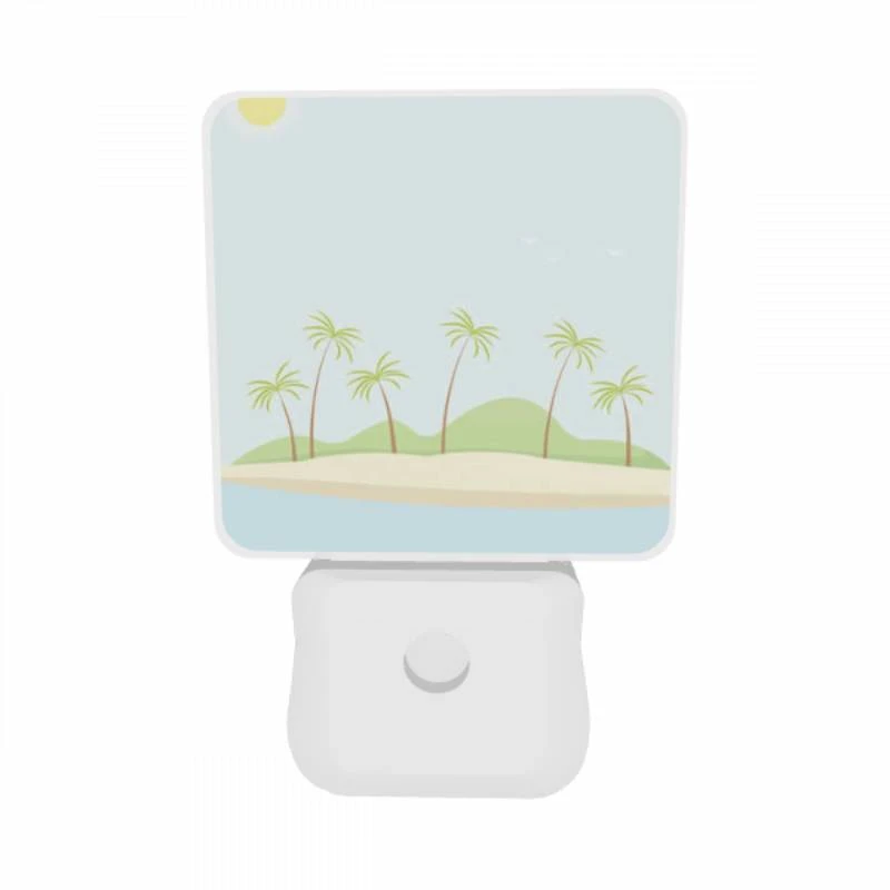Night Light Set of 2, A beautiful beach scene with palm trees and a sunny sky. Night Light Set Of 2, A Beautiful Beach Scene With Palm Trees And A Sunny Sky. -Pattern Night Light fb68203a152fd9f71e4bbf782d85d9312f085ce2