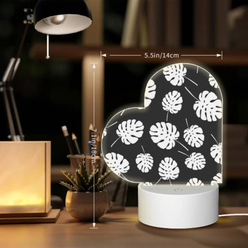 Love Acrylic Night Light, A pattern of white leaves on a black background. Love Acrylic Night Light, A Pattern Of White Leaves On A Black Background. -Pattern Night Light fc15d6a3c69b8830ae6c33665f7c0288d69fcca1