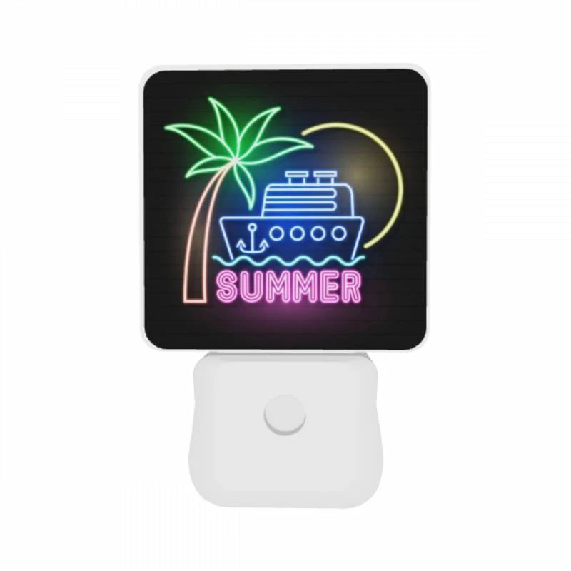 Night Light Set of 2, A neon sign that says "Summer" with a boat on it. Night Light Set Of 2, A Neon Sign That Says "Summer" With A Boat On It. -Pattern Night Light fc38e14d79dd0176f2797746b1eb6ca26182890e