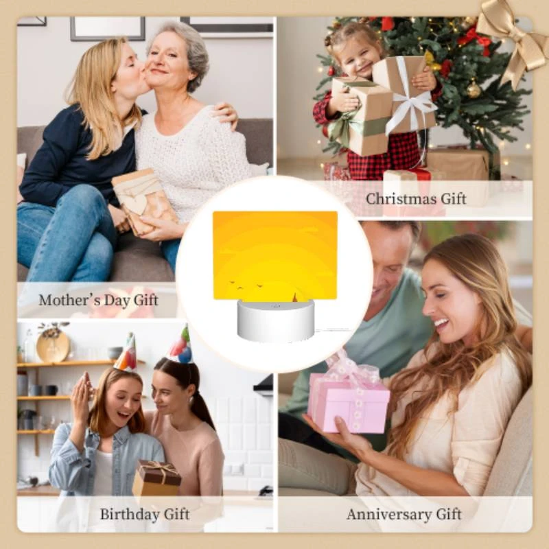 Rectangular Acrylic Night Light, A boat is sailing on the water with a beautiful sunset in the background. Rectangular Acrylic Night Light, A Boat Is Sailing On The Water With A Beautiful Sunset In The Background. -Pattern Night Light fc6dd53071cda595345bb381638c5ea84f3231f5