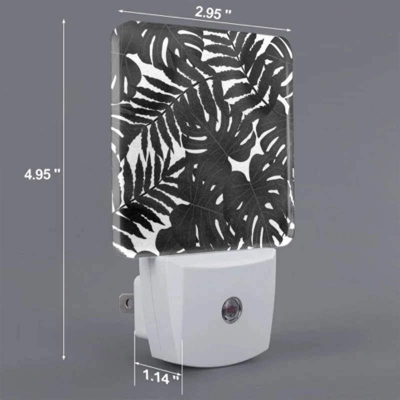 Night Light, A close up of a leafy plant with a black and white background. Night Light, A Close Up Of A Leafy Plant With A Black And White Background. -Pattern Night Light fcaee592cda97d10c06fc44de280d04c9a971691