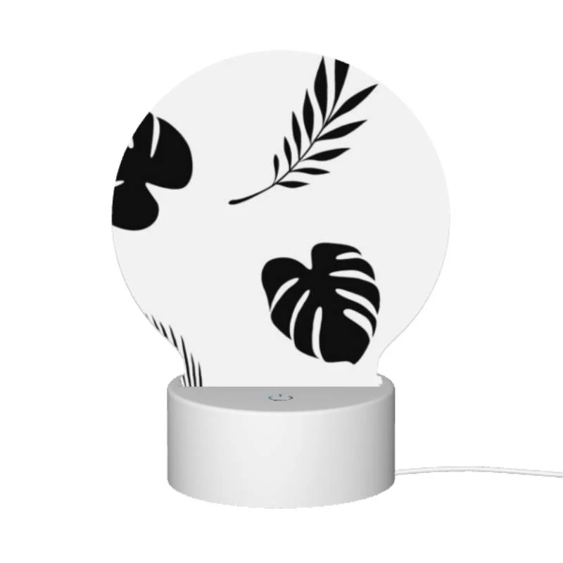 Round Acrylic Night Light, A pattern of black and white leaves. Round Acrylic Night Light, A Pattern Of Black And White Leaves. -Pattern Night Light fcbfb042e19e73140e1afcb87bc59385a040d714