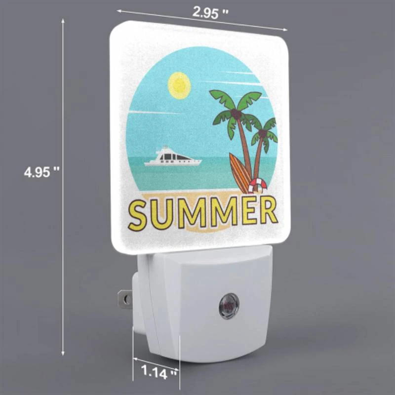 Night Light, A cartoon of a beach with a surfboard and a boat. Night Light, A Cartoon Of A Beach With A Surfboard And A Boat. -Pattern Night Light fcc81746ce5a8320cf2f4a5ef091efe135aa1d0c