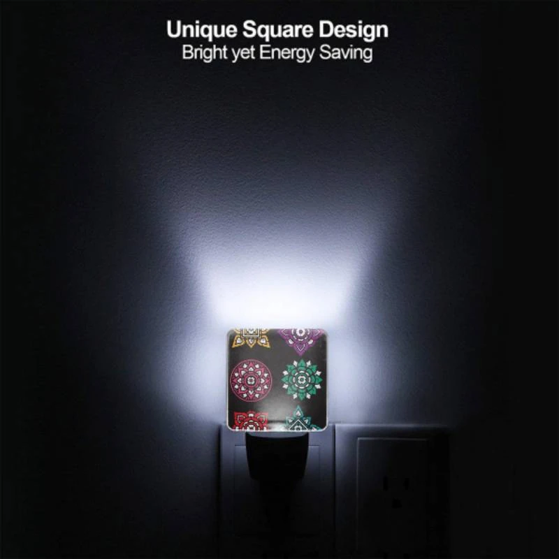 Night Light Set of 2, Six colorful flower designs are displayed in a row. Night Light Set Of 2, Six Colorful Flower Designs Are Displayed In A Row. -Pattern Night Light fcd0001fb1eeee81d2c1f6aa7666037d49e01af8