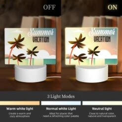 Rectangular Acrylic Night Light, A Colorful Beach Scene With Palm Trees And A Sunny Sky. 4 Rectangular Acrylic Night Light, A Colorful Beach Scene With Palm Trees And A Sunny Sky. -Pattern Night Light fd06b78eb2e146eaf9d492e7f623fcd0c0f761d0