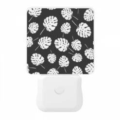 Night Light, A Pattern Of White Leaves On A Black Background. 10 Night Light, A Pattern Of White Leaves On A Black Background. -Pattern Night Light fd550acd1ea1013261d180df61ef46f92a7550b1