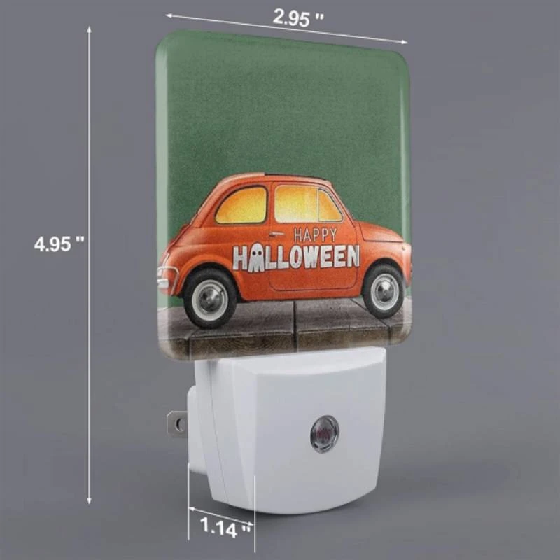 Night Light, A small orange car with a happy Halloween sign on it. Night Light, A Small Orange Car With A Happy Halloween Sign On It. -Pattern Night Light fd6120b16ff839cc2f2046ef5bd89c4e765af14f