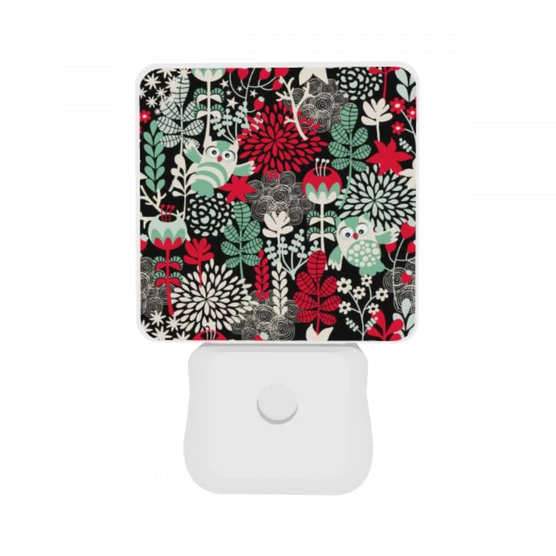 Night Light Set of 2, A colorful floral pattern with a bird and a red apple. Night Light Set Of 2, A Colorful Floral Pattern With A Bird And A Red Apple. -Pattern Night Light fdad5bf0377d7ed190ab2ff976fa372a5069199a