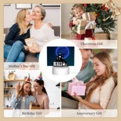 Rectangular Acrylic Night Light, A Spooky Halloween Scene With A Haunted House And A Moon In The Background. 9 Rectangular Acrylic Night Light, A Spooky Halloween Scene With A Haunted House And A Moon In The Background. -Pattern Night Light fddd1042bbab51f9a10fbfb2e89d2fceb970550f