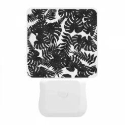 Night Light, A Black And White Photo Of A Leafy Plant. -Pattern Night Light fdf54a4508ac85839010f6767e60957276e9bb7f