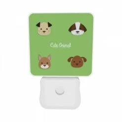 Night Light Set Of 2, Four Different Colored Dogs Are Shown On A Green Background. 9 Night Light Set Of 2, Four Different Colored Dogs Are Shown On A Green Background. -Pattern Night Light fe1453d1927a40f7bb5613865d080c5300d2905b