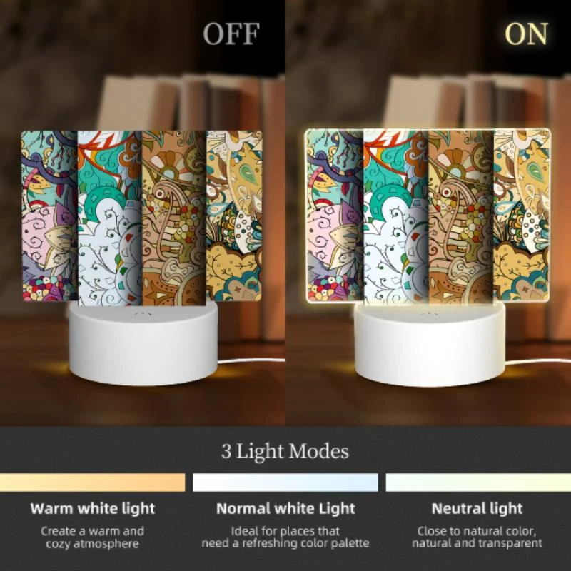 Rectangular Acrylic Night Light, Four different colored designs of a dragon. Rectangular Acrylic Night Light, Four Different Colored Designs Of A Dragon. -Pattern Night Light fe147dcc4b311c97bab9cfe8a7f54a0e238555d1