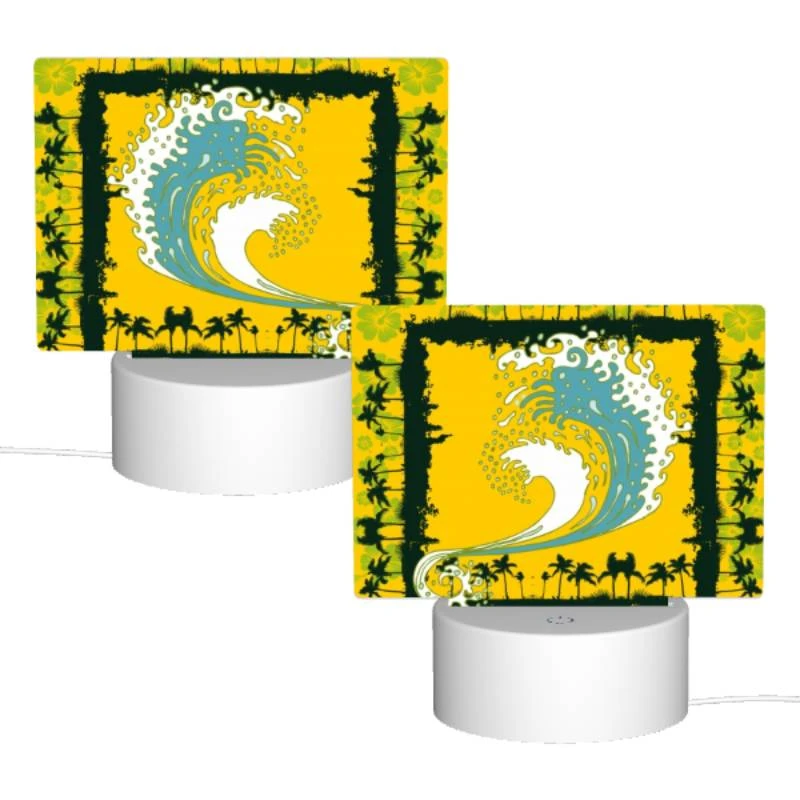 Rectangular Acrylic Night Light, A yellow and blue surfboard with a wave on it. Rectangular Acrylic Night Light, A Yellow And Blue Surfboard With A Wave On It. -Pattern Night Light fe63f432c94e46815d17053e9209566c1f84a599