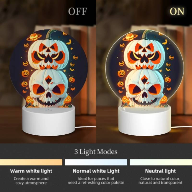 Round Acrylic Night Light, Three pumpkins are stacked on top of each other Round Acrylic Night Light, Three Pumpkins Are Stacked On Top Of Each Other -Pattern Night Light fe6aebe4e2bb1c4e8f17a8b3699c0091abfecf6a