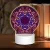 Round Acrylic Night Light, A Blue And Purple Flower Design With A Circle In The Center. 2 Round Acrylic Night Light, A Blue And Purple Flower Design With A Circle In The Center. -Pattern Night Light fe92256a0c7089282bcc748376af9dde303a7bc7