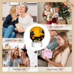 Round Acrylic Night Light, A Halloween Poster With A House 9 Round Acrylic Night Light, A Halloween Poster With A House -Pattern Night Light feee383efcf458c232e1ea4fc806271a3602ec26