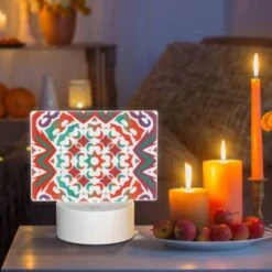 Rectangular Acrylic Night Light, A Colorful And Intricate Design On A Red Background. 8 Rectangular Acrylic Night Light, A Colorful And Intricate Design On A Red Background. -Pattern Night Light ff5b8db8ac7b835a8fc229ee81087c146f7a493a