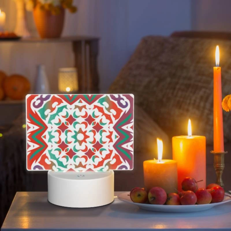 Rectangular Acrylic Night Light, A colorful and intricate design on a red background. Rectangular Acrylic Night Light, A Colorful And Intricate Design On A Red Background. -Pattern Night Light ff5b8db8ac7b835a8fc229ee81087c146f7a493a
