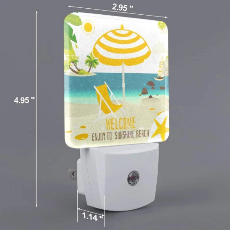 Night Light Set of 2, A yellow and white umbrella is set up on a beach Night Light Set Of 2, A Yellow And White Umbrella Is Set Up On A Beach -Pattern Night Light ff710bfe37e30c9b9193c823e293972f56b4367e