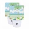 Night Light Set Of 2, A Painting Of A Beach With Palm Trees And A Crab. 2 Night Light Set Of 2, A Painting Of A Beach With Palm Trees And A Crab. -Pattern Night Light ffbd9025a0bcbfa4fc83ba401304d301f4085427